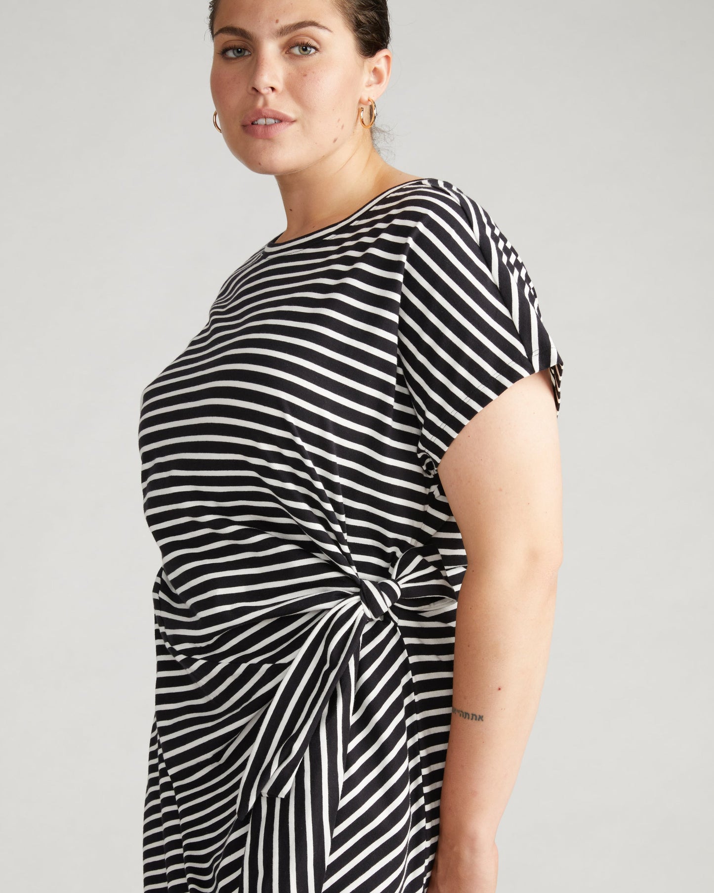 Crescent Breton Stripe Knot Dress Black/White Stripe