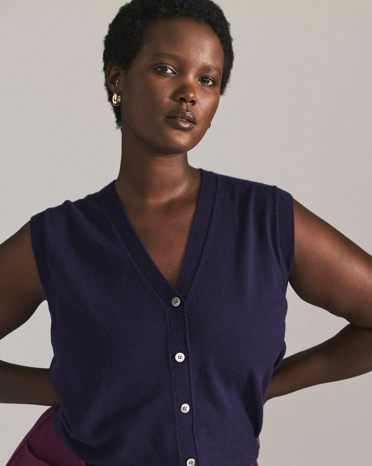 Savvy Fine Knit Cardigan Vest