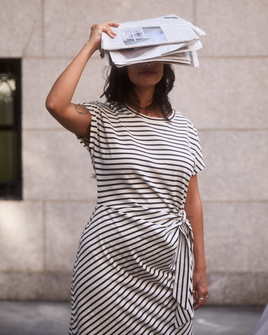 Crescent Breton Stripe Knot Dress