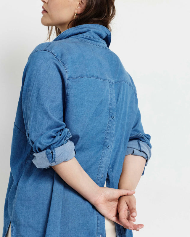 Button Back Tencel Chambray Shirt