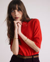 Savvy Fine Knit Turtleneck Sweater Top Lipstick