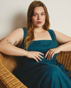 Saulay Square Neck Linen Blend Midi Dress