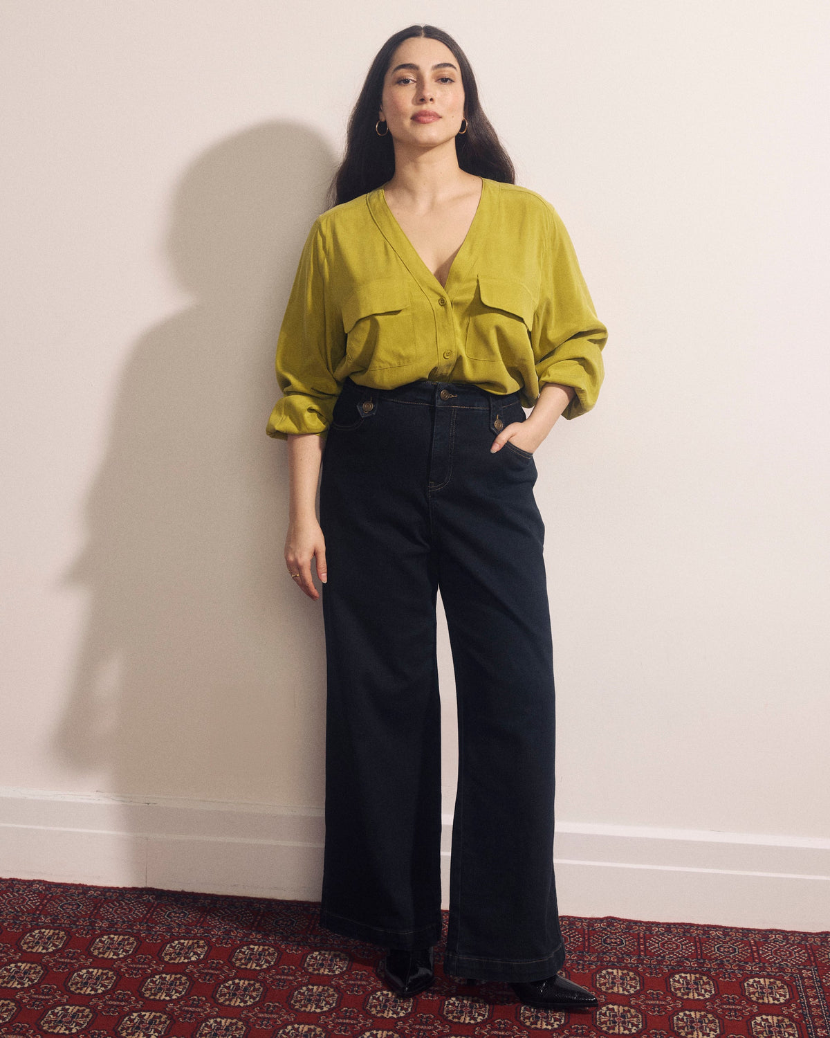 Cooling Stretch Cupro Button-Down Blouse