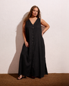 Islet Button-Down Linen Blend Maxi Dress