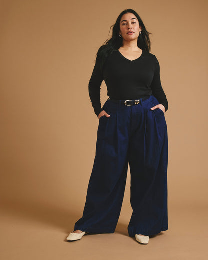 Cloud Rib Long Sleeve V-Neck Tee