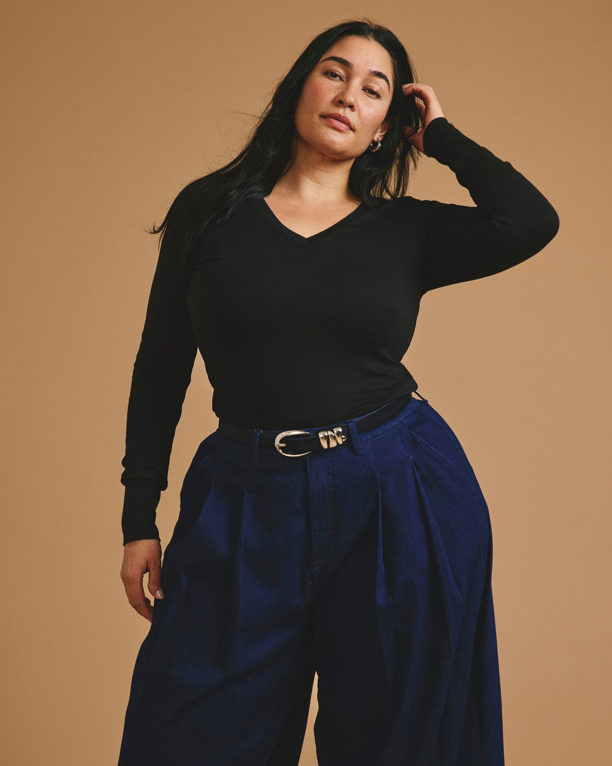 Cloud Rib Long Sleeve V-Neck Tee