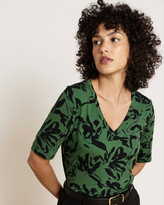 Lily Liquid Jersey V-Neck Stovepipe Tee