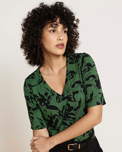Lily Liquid Jersey V-Neck Stovepipe Tee