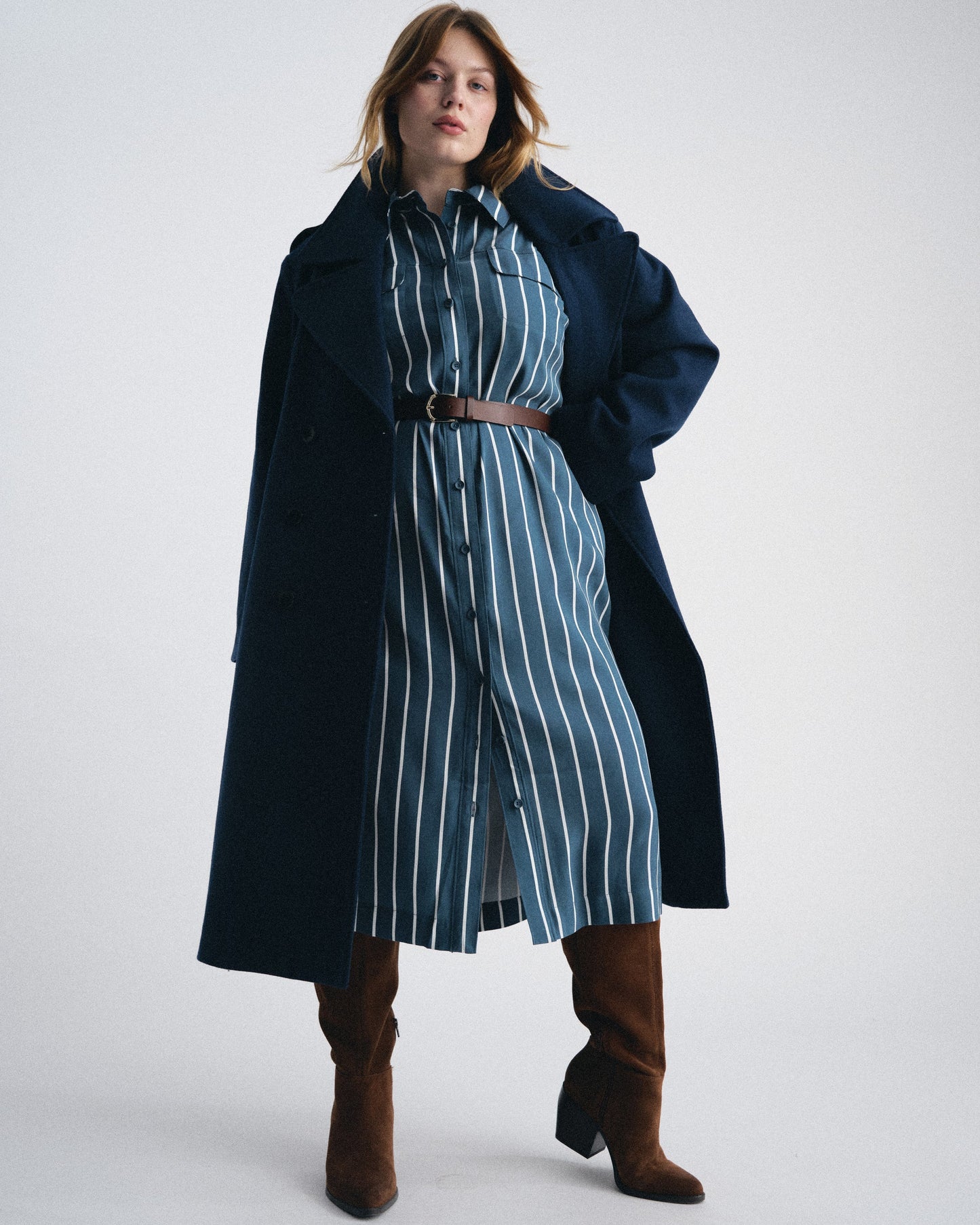 Cooling Stretch Cupro Savannah Dress Ensign Blue/White Stripe