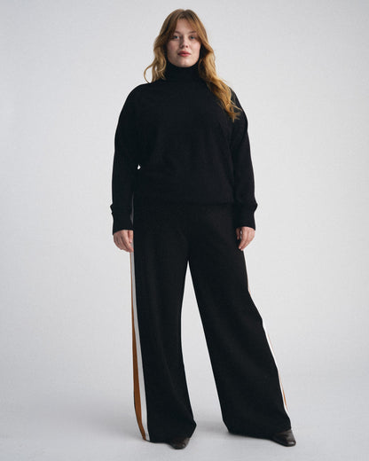 Stephanie Wide Leg Stripe Ponte Pants 30 Inch