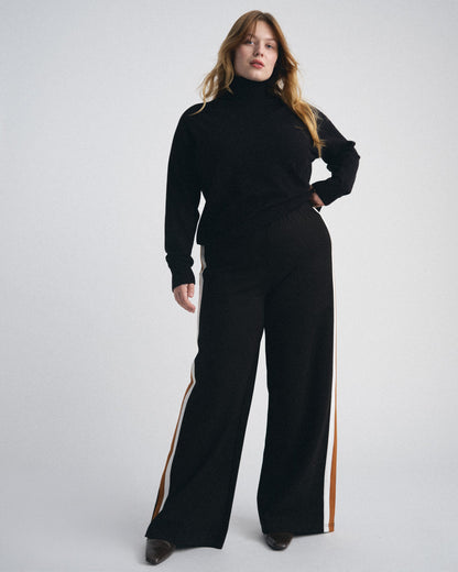 Stephanie Wide Leg Stripe Ponte Pants 30 Inch