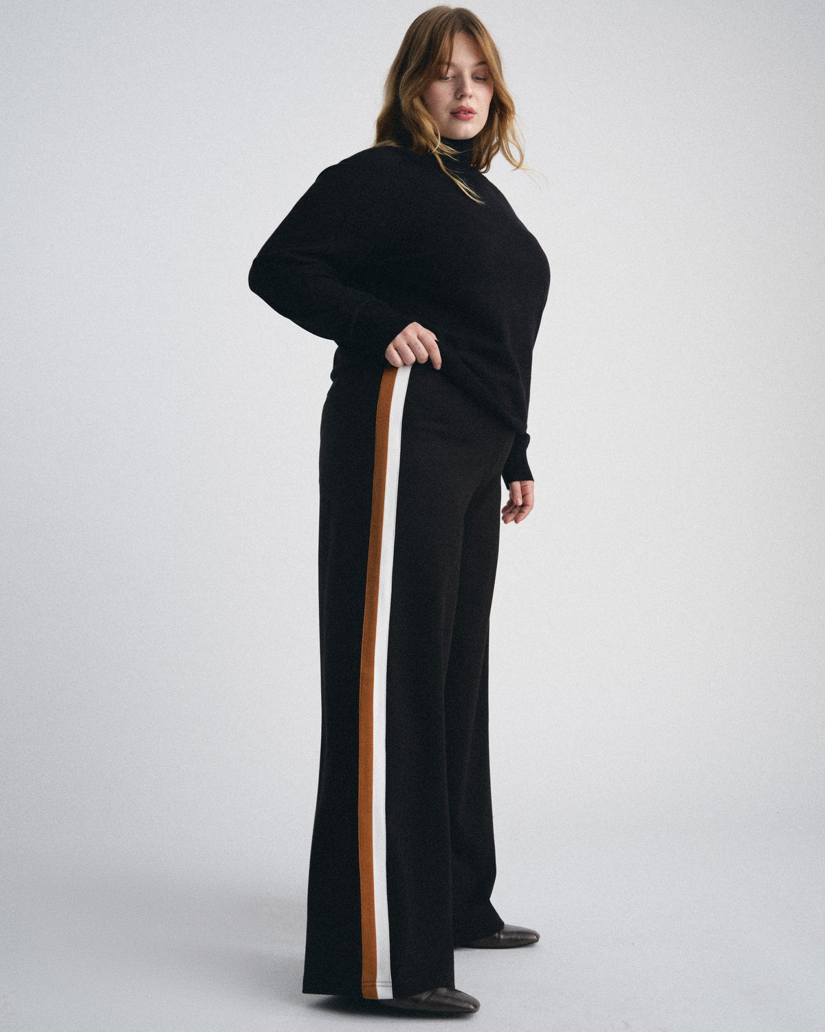 Stephanie Wide Leg Stripe Ponte Pants 30 Inch