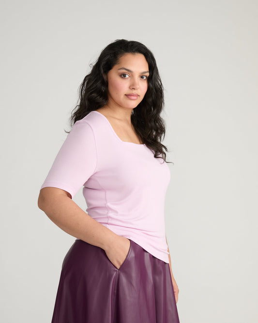 Cloud Rib Short Sleeve Square Neck Tee